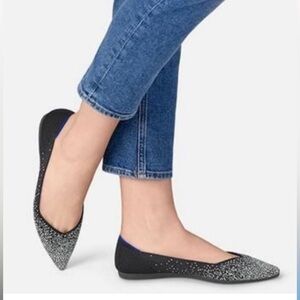 Rothys The Point Flats Shoes BLACK MIDNIGHT SPARKLE